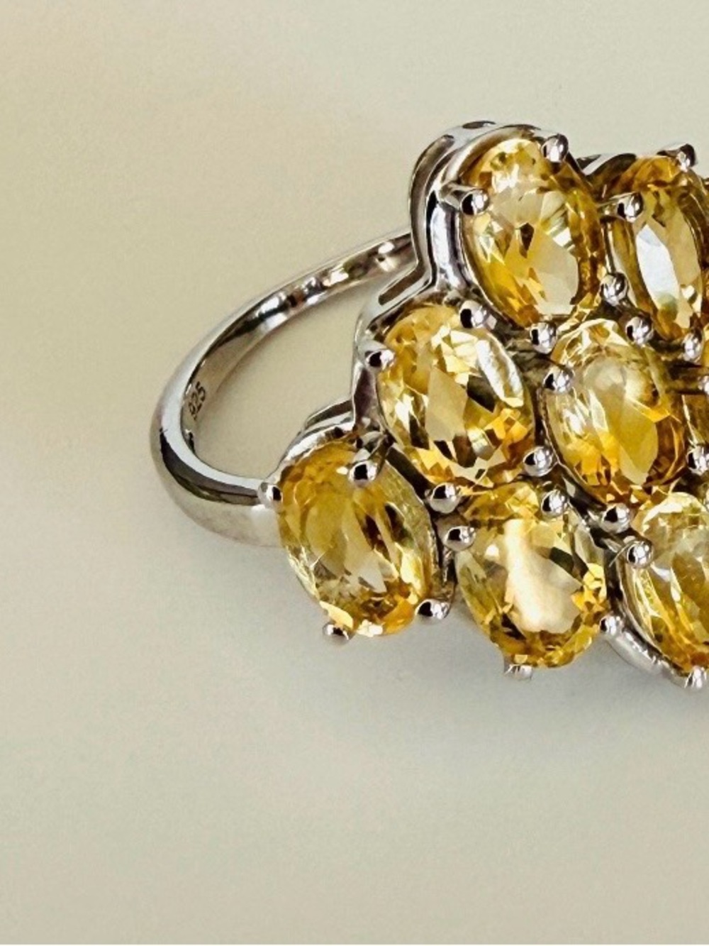 Genuine 3.30 ct golden citrine waterfall ring.